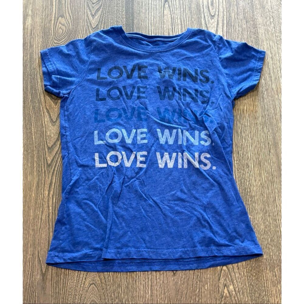 CALIA by Carrie Underwood Low Wins Print T-Shirt Short Sleeve Crewneck Blue Sz M